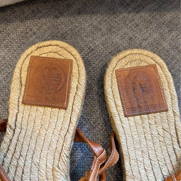 TORY BURCH gorgeous espadrille leather sandals. Brown/tan. Excellent condition. - Picture 3 of 11
